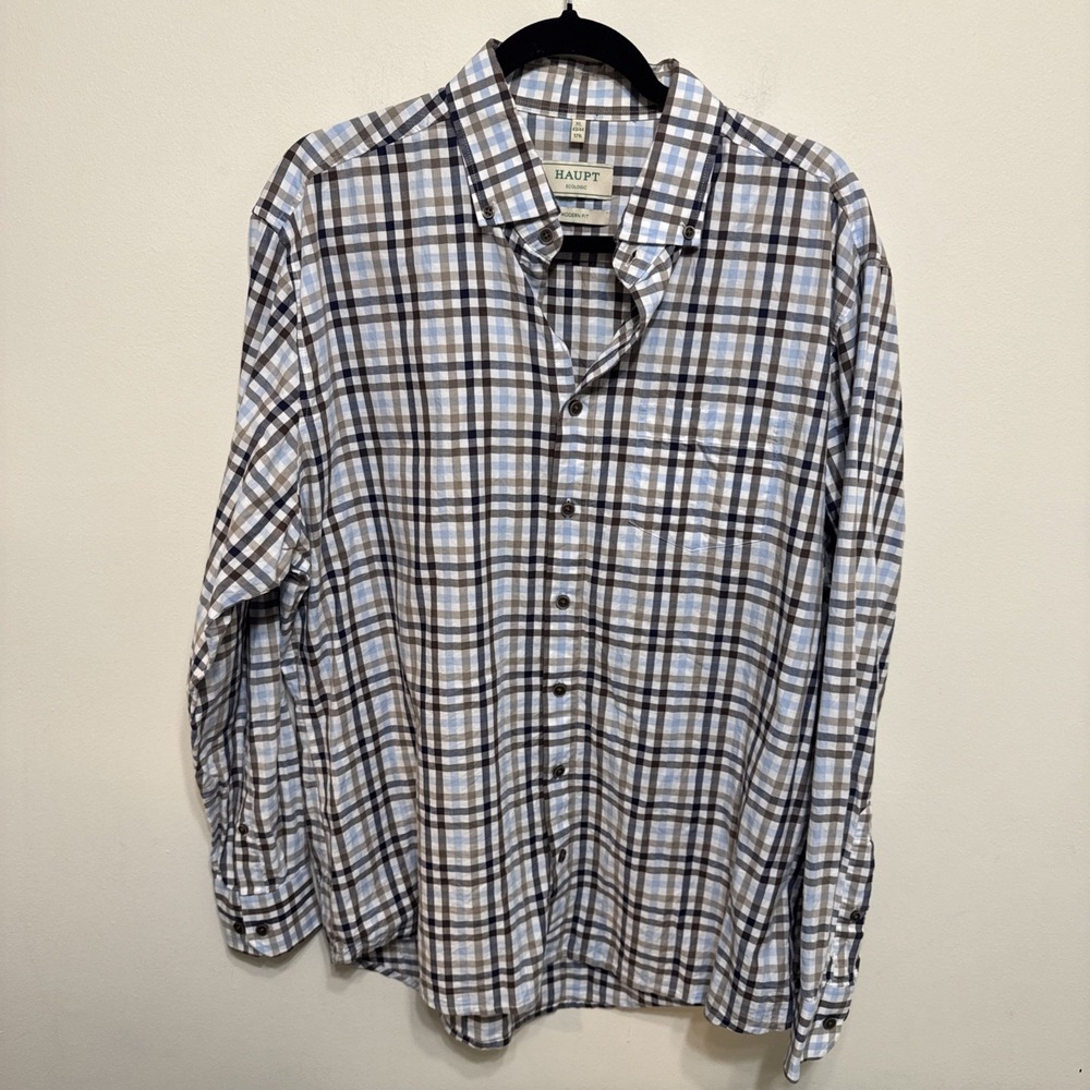 HAUPT Ecologic Germany Modern Fit Men's XL 43/44 Button Down Dress Shirt EUC
